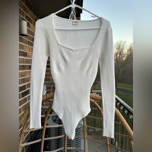 Abercrombie & Fitch White Ribbed Sweater